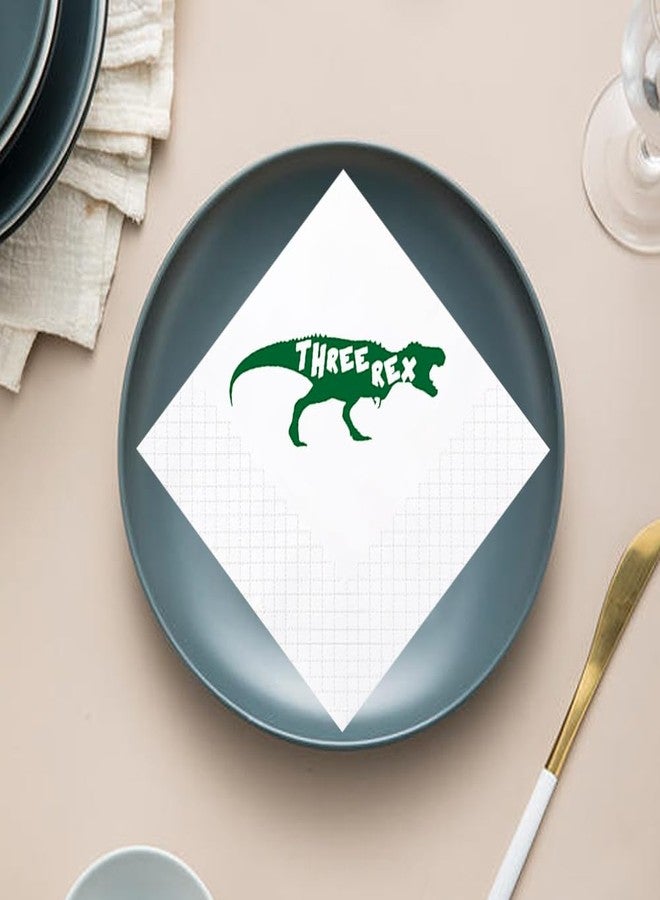 Geloar Dinosaur 3rd Birthday Cocktail Napkins, 50 Pack Dinosaur Three Rex Paper Cocktail Napkins in Bulk for Baby Boy Girl Three 3rd Bday Table Decorations 2-Ply, 5x5 Inches (Three Rex) - Image 4
